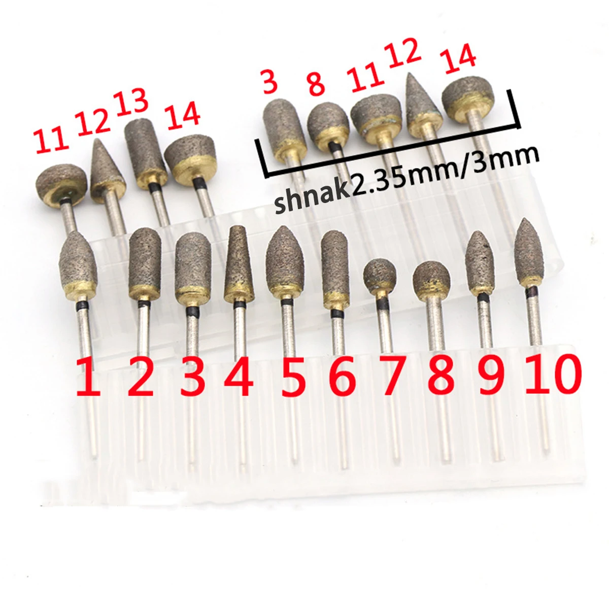 1 Chiếc 2.35/3Mm Vít Bền Kim Cương Burrs Đầu Mài Quay Dụng Cụ Khắc Thiêu Kết Nhám Cho Ngọc Mã Não bong Tróc Khoan