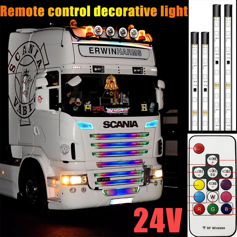 

24V truck ambient light Truck remote control decorative lights Phantom running lamp Sun visor light Night running light strip