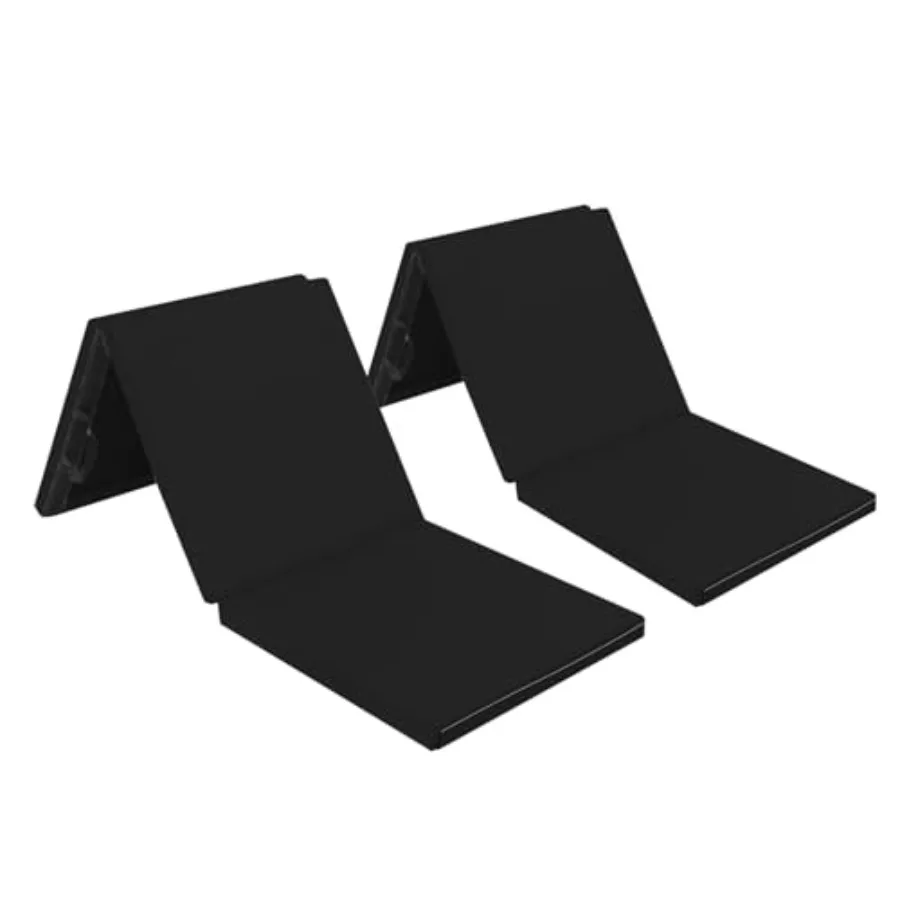 

Gymnastics mat for exercise and aerobics PU leather black tri-fold 6' x 2' x 2 includes hook loop fastener for easy storage and