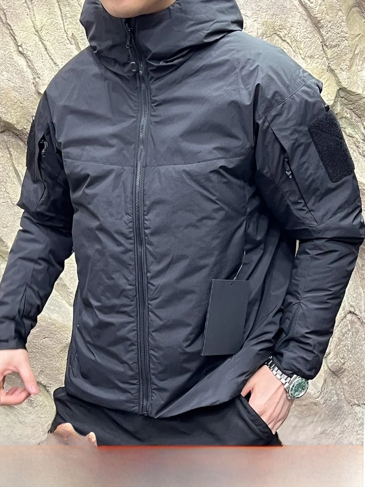 

Tactical Series Waterproof Tech Cotton Hooded Jaet Thi Warm Outdoor Men's Winter Coat Trendy Stand Fit Long Sve