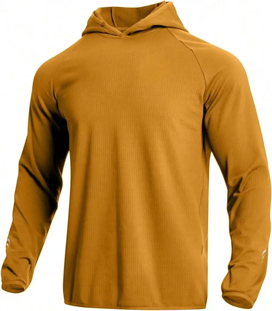 Mens Lightweight Waffle Knit Hooded Sweatshirt Long Sleeve Athletic Workout Pullover