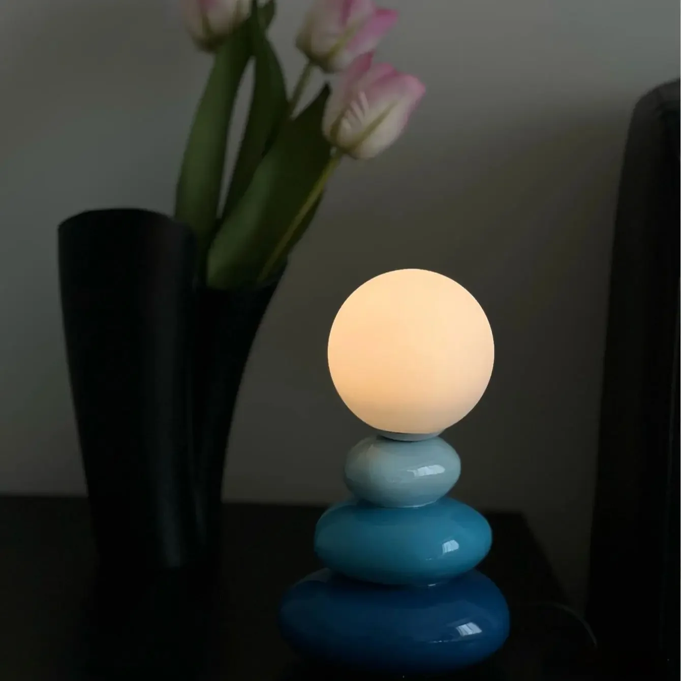 

LED Colorful ceramics led table lamp for bedroom desk Mood light Lamp bedside table moon Room decorating items
