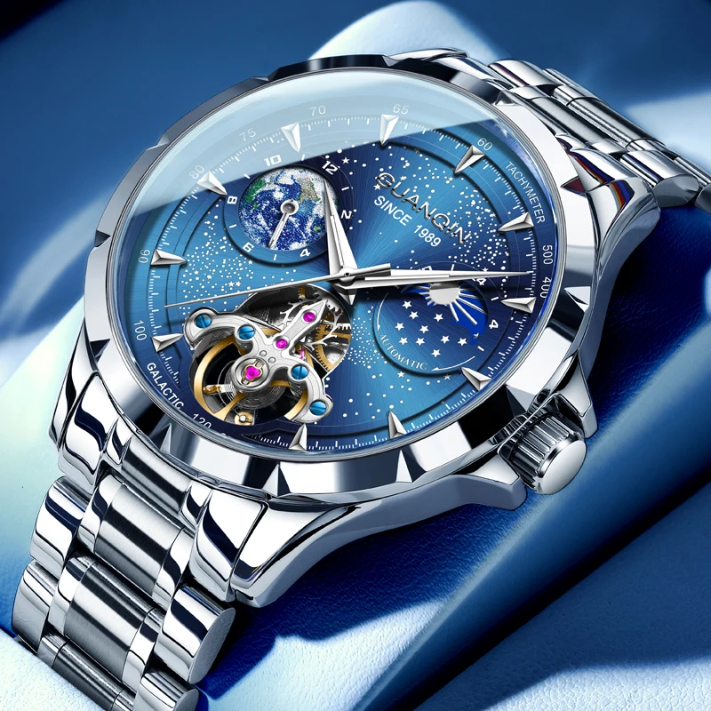 

GUANQIN Men's Watches Classic Fashion Luminous Starry Sky Dial Original Brand Automatic Mechanical Wristwatch for Man Waterproof