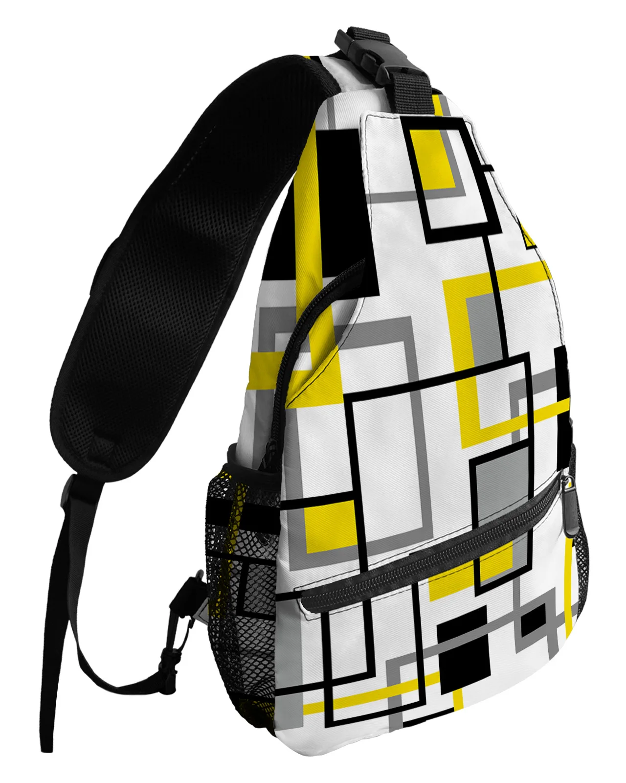 Nordic Medieval Geometric Abstract Yellow Chest Bags For Women Men Waterproof Messenger Bags Sport One Shoulder Crossbody Bag