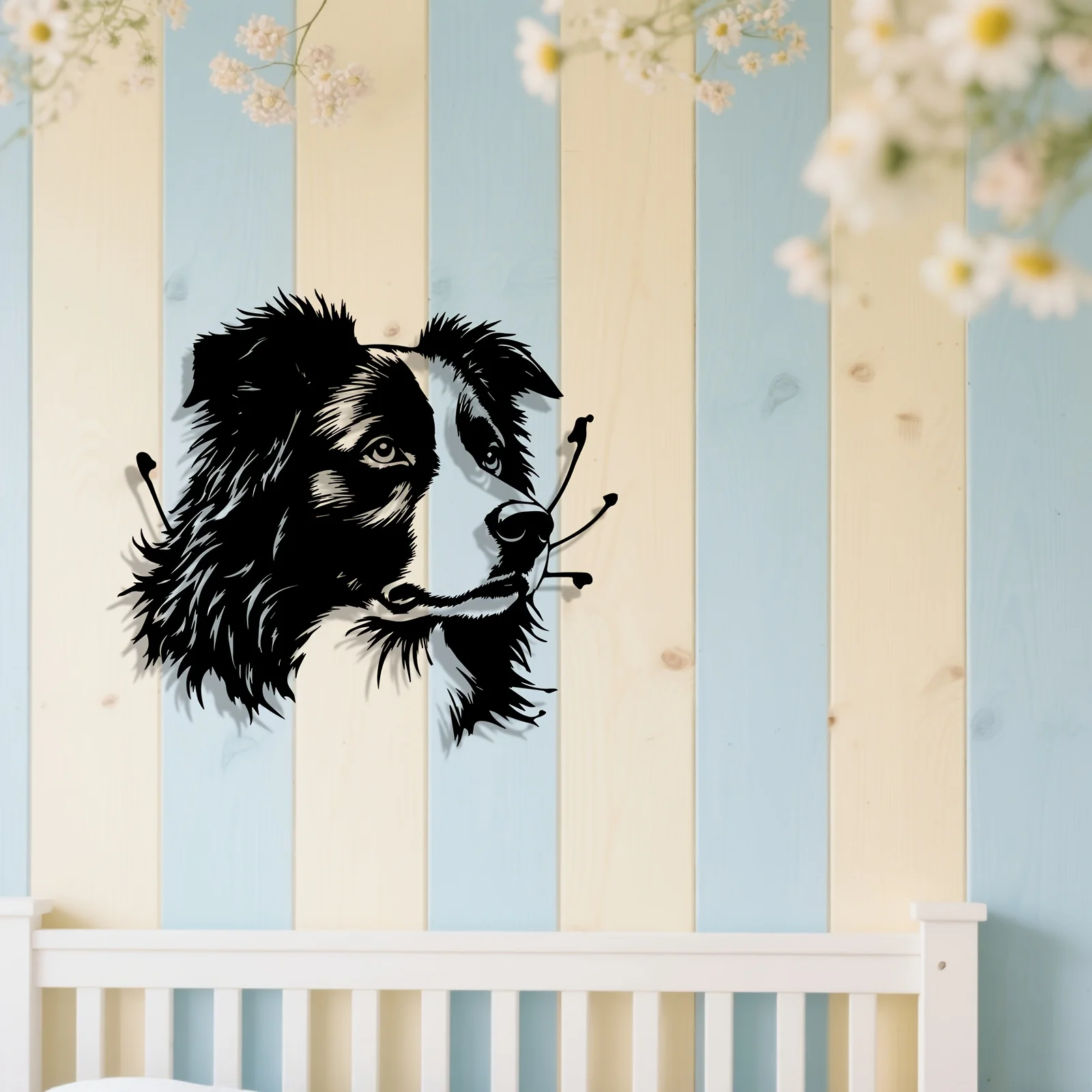 1pc of Border Collie Metal Wall Decoration, a Border Collie Sculpture Mural, Great for Garden Fences, Patriotic Decoration