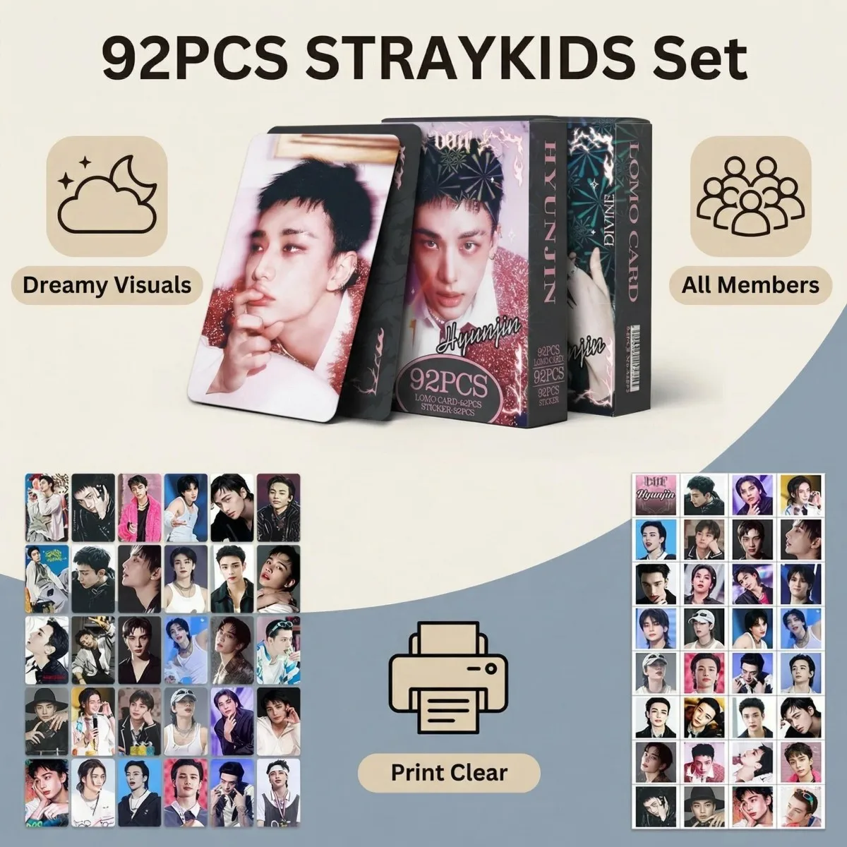 

LOMO Photocards Hyunjin Kpop Stray Kids Themed Printed Kawaii Card Personal Use Room Decoration Stray Fans Small Gift Exchange