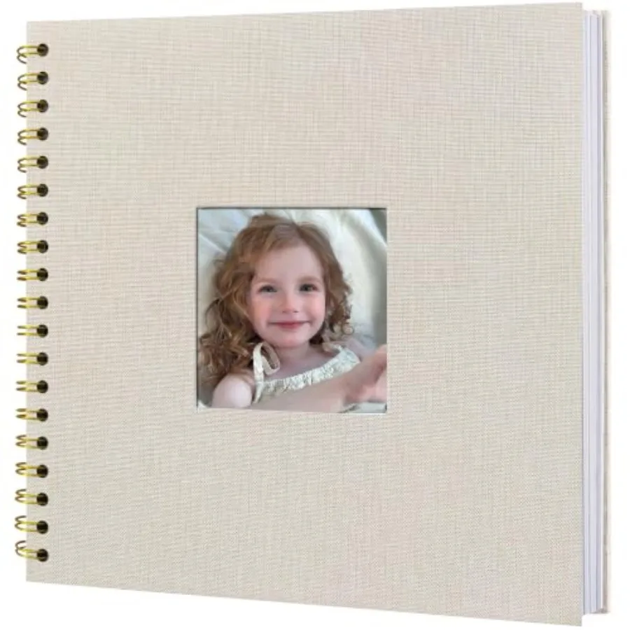 10x10 Inch Scrapbook Photo Album, Linen Cover DIY Memory Book with 40 Pages Acid-Free White Paper, Hardcover Wedding Guest Book
