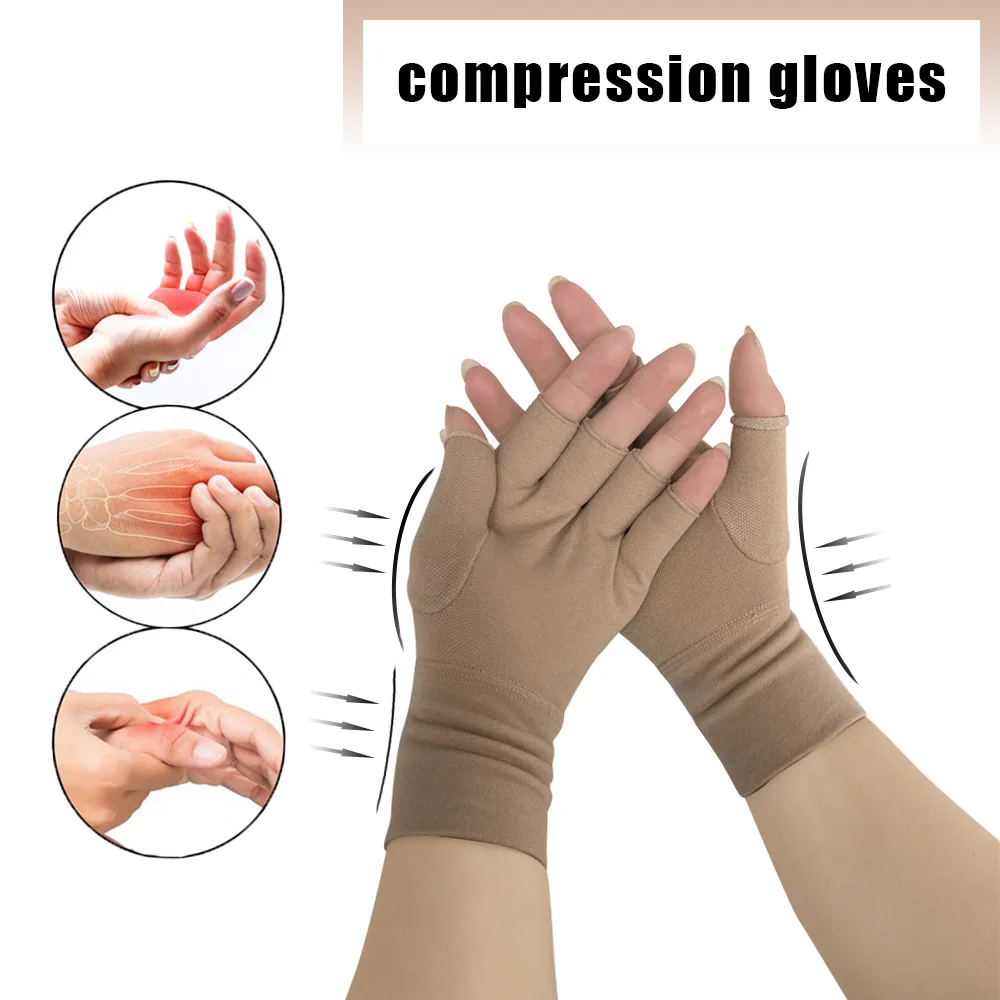 1 Pair Compression Arthritis Gloves Wrist Support Breathable and sweat-absorbent Joint Pain Relief Hand Brace Therapy Wristband