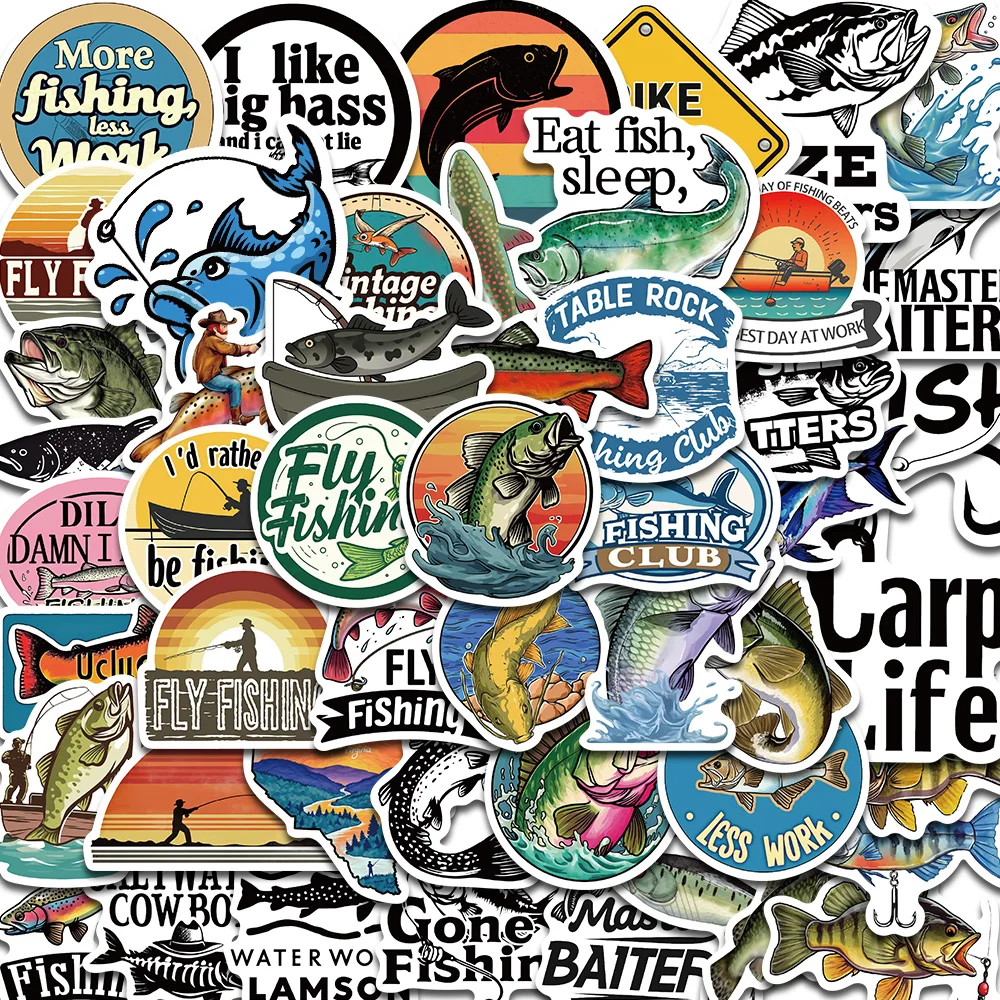 50PCS Fish Sticker Harajuku Cartoon Cute Kawaii Luggage Notebook Graffiti Skateboard Laptop Scrapbook Luggage Phone Decal