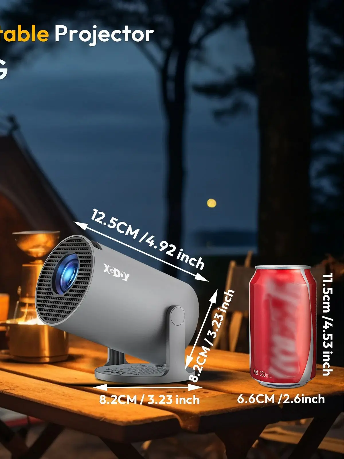 Projecteur XGODY Projecteur Android 4K Wifi6 ​ ​ 260 ANSI double WIFI Allwinner H713 BT5.4 1280*720P Home cinéma extérieur portable