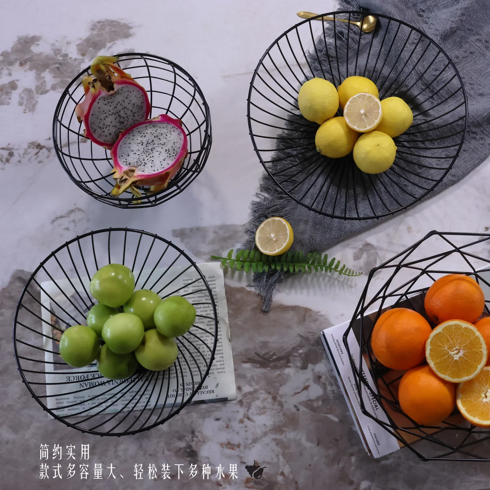 Fruit tray, living room, internet celebrity fruit basket, Instagram style display tray, Nordic style iron decorative ornament ba