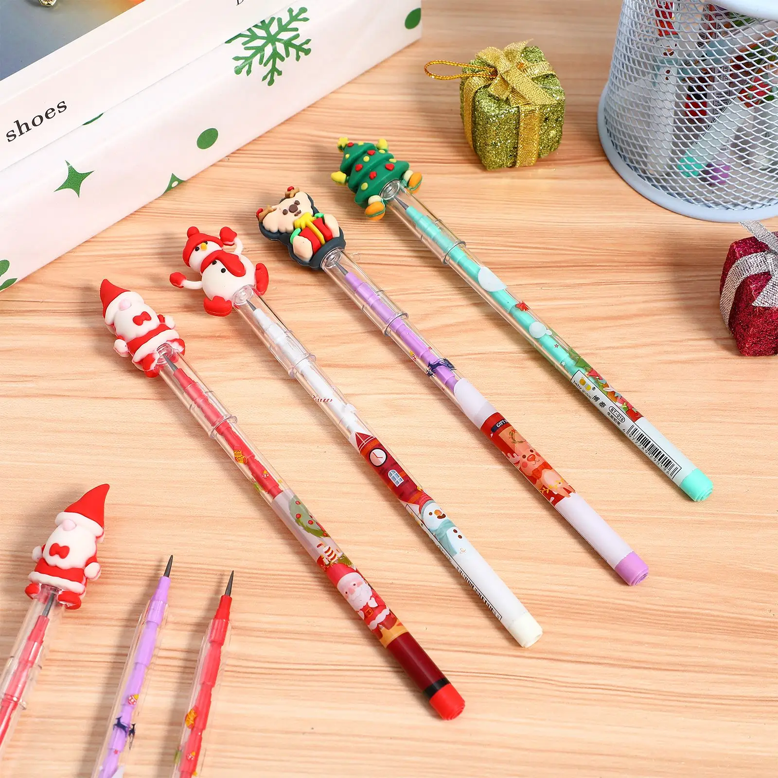 16pcs Stackable Pencils Multipoint Non-Sharpening Pencils Stacking Tip Pencils For Christmas Decoration 2024 Party Supplies