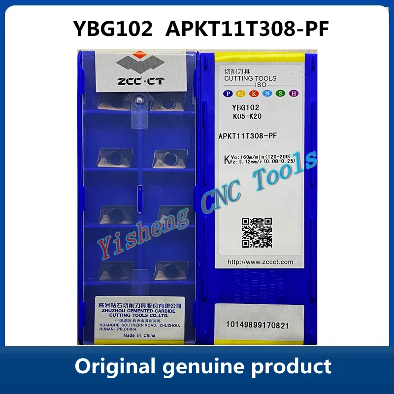 

Original ZCC CT YBC302 APKT11T308-PF YBG202 YBG102 Milling Cutter Inserts CNC cutting tools