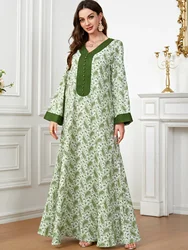 Eid Morocco Muslim Party Dress for Women Abaya Print Elegant Abayas Islamic Dresses Kaftan Vestidos Maxi Jalabiya Caftan Woman