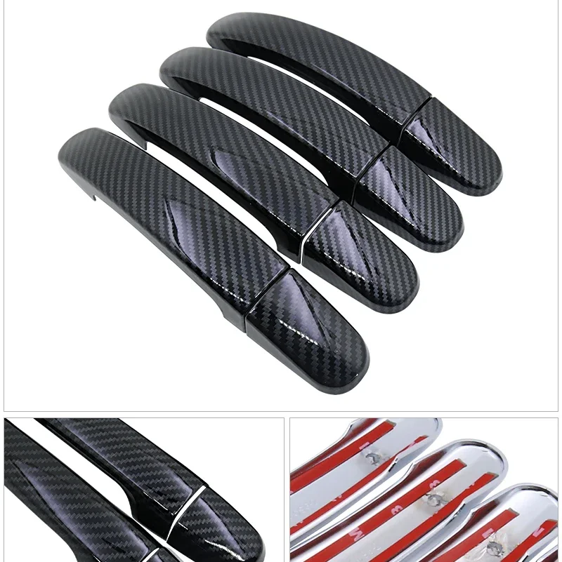 For Ford Transit Connect MK2 Wagon 2013~2020 Black Carbon Fiber Car handle Or ABS Chrome Door Handles Cover Car Accessories