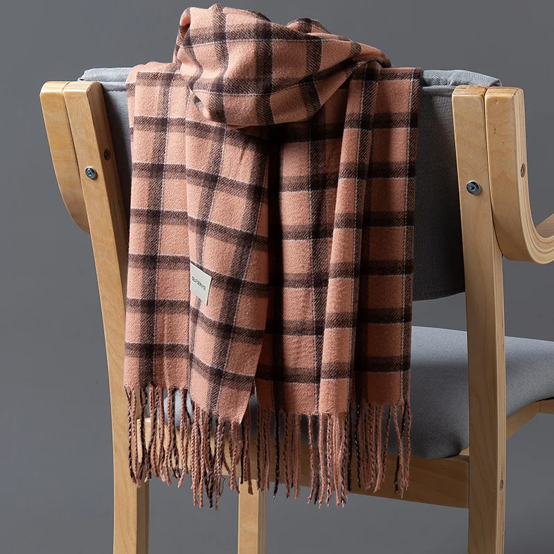 2023 New Plaid Cashmere Scarf Women Warm Winter Pashmina Shawl Foulard Femme All Match Blanket Female Travel Scarves Wraps