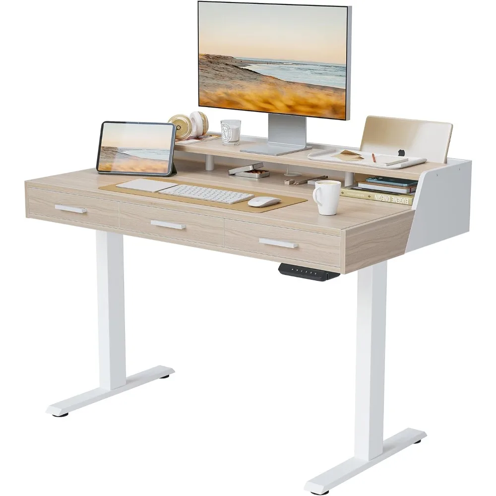 

Electric upright desk, 55x26 inches adjustable height, upright desk with display stand, sitting upright home office desk