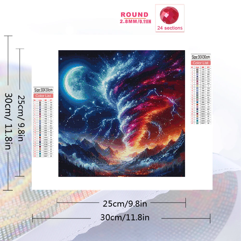Evershine Full Square Diamond Painting Tornado Picture Rhinestones Embroidery Landscape Mountain Diamond Mosaic Moon Wall Art