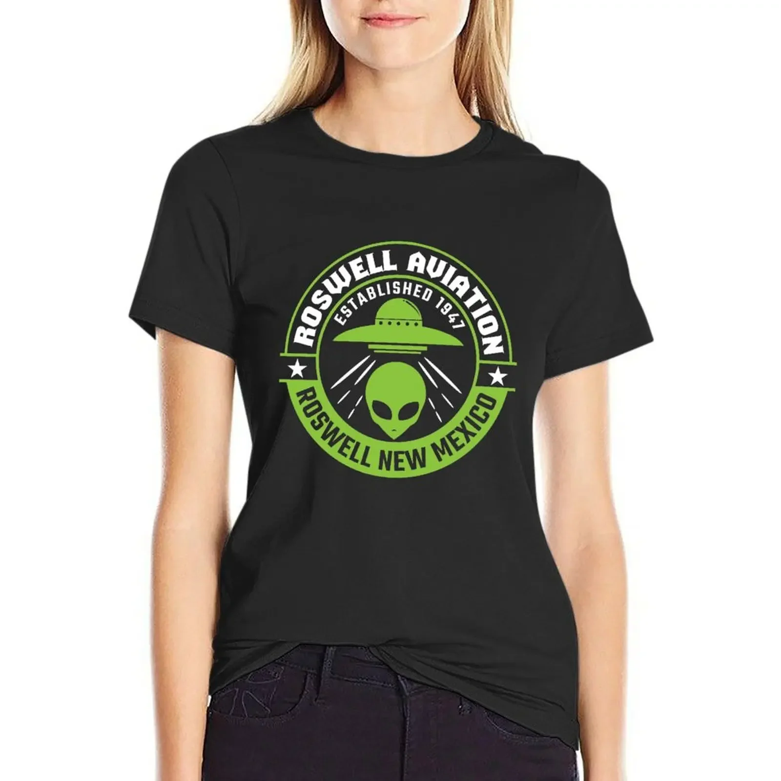 

Roswell Aviation New Mexico Alien UFO T-shirt cute tops graphics fashion woman blouse 2024