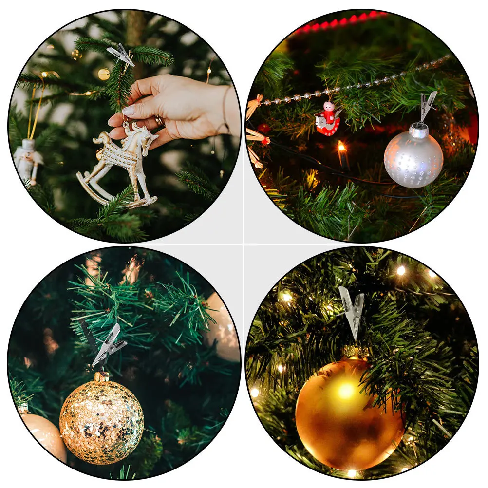 

25Pcs Iron Xmas Ornament Clips Multi-Functional Decoration Clamps Xmas Tree Adornment Clips for Holiday Decor Wreath