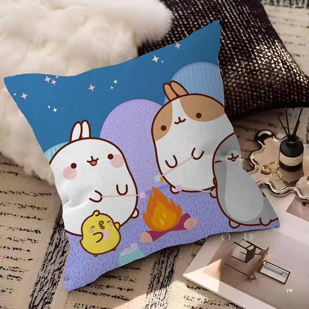 Kawaii M-Molangs 45*45cm Cushion Cover Pillow Cover Decor Pillowcase Home Pillowcase for Couch Pillow