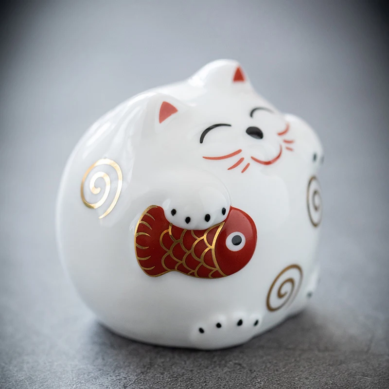 السيراميك محظوظ القط أصبع البنك توفير عملة صندوق توفير المال قطة الحظ زخرفة تمثال تمثال فنغ شوي الحرفية ديكور المنزل #5