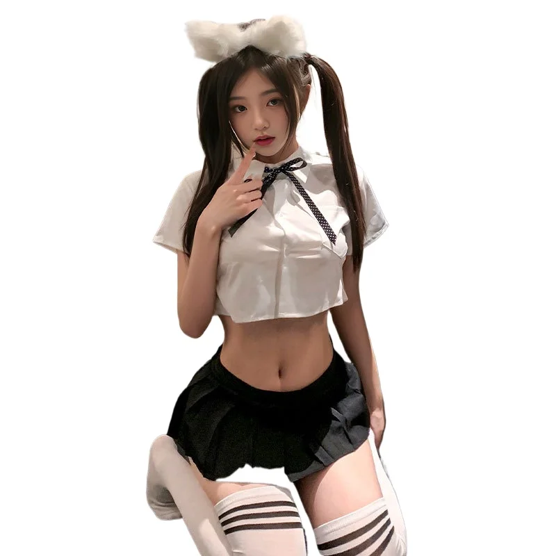 

Japanese Women Schoolgirl Lingerie Roleplay Lingerie Set Girl Pleated Skirt Set Erotic Costumes Sexy Student Uniform Temptation
