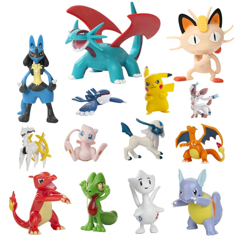 Pokemon Anime-Figuren Pikachu Mewtwo Flying Dragon Meowth Sammelfigur Actionfiguren Modell Geburtstagsgeschenke Großeinkauf Set