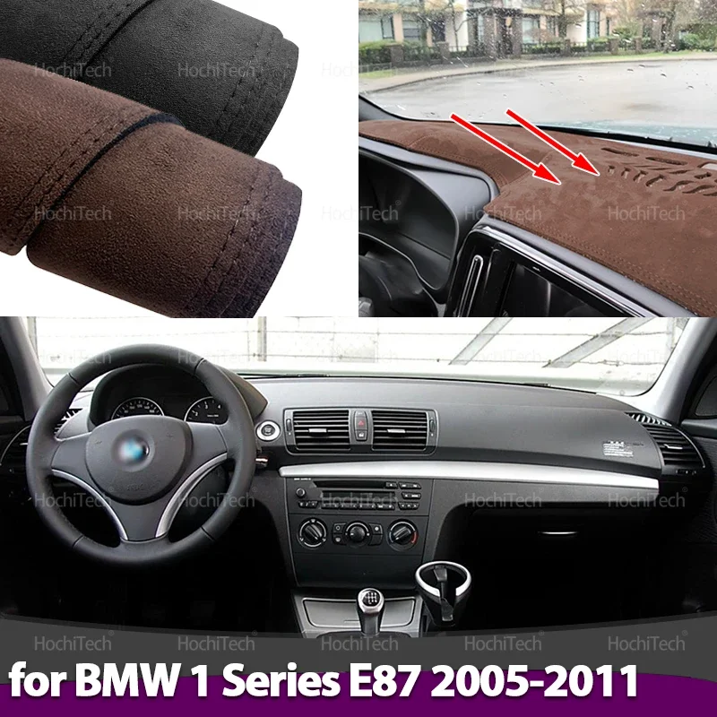 Car Non Slip Mat Suede Leather Car Dashboard Cover Mat Dashmat Protect Carpet For BMW 1 Series E87 120i 120d 116i 2005~ 2011