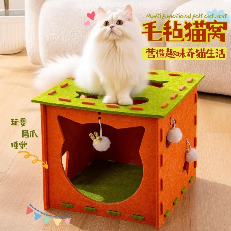 

Гнездо для когтеточки из фетра. Вертикальная когтеточка для кошек. Износостойкая и не может падение мусора. Треугольная стена с кошачьим когтем.