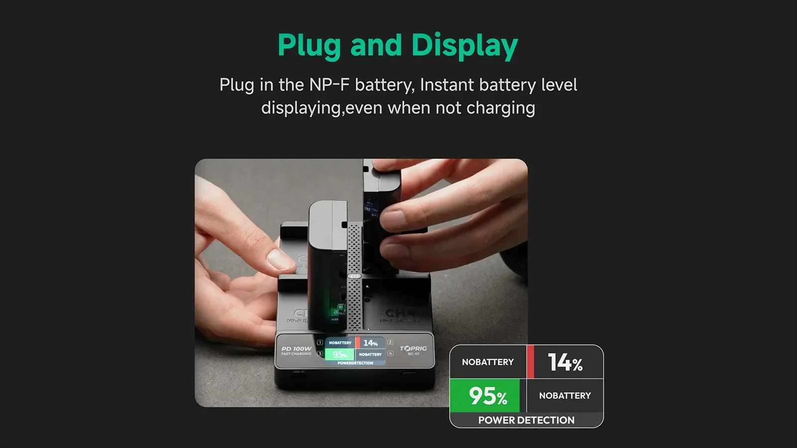 

2026 New Accsoon TOPRIG 100W 4-Bay NP-F Fast Charger Accsoon TOPRIG 100W BC01-NPF