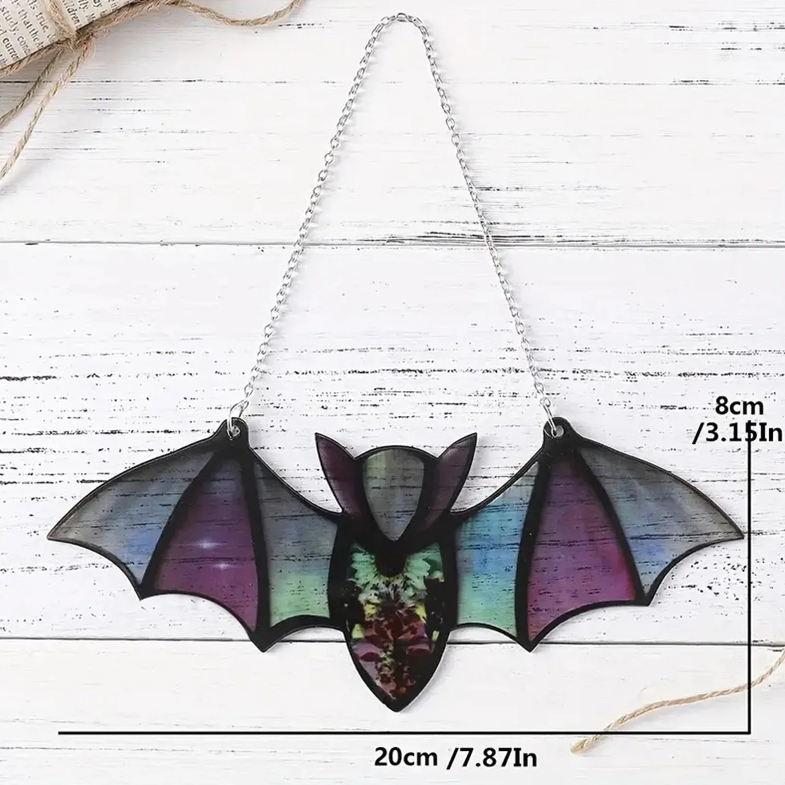 Halloween Bat Window Hanging  Reflective Effect Colorful Stained Bat Window Ornaments Halloween Bat Window