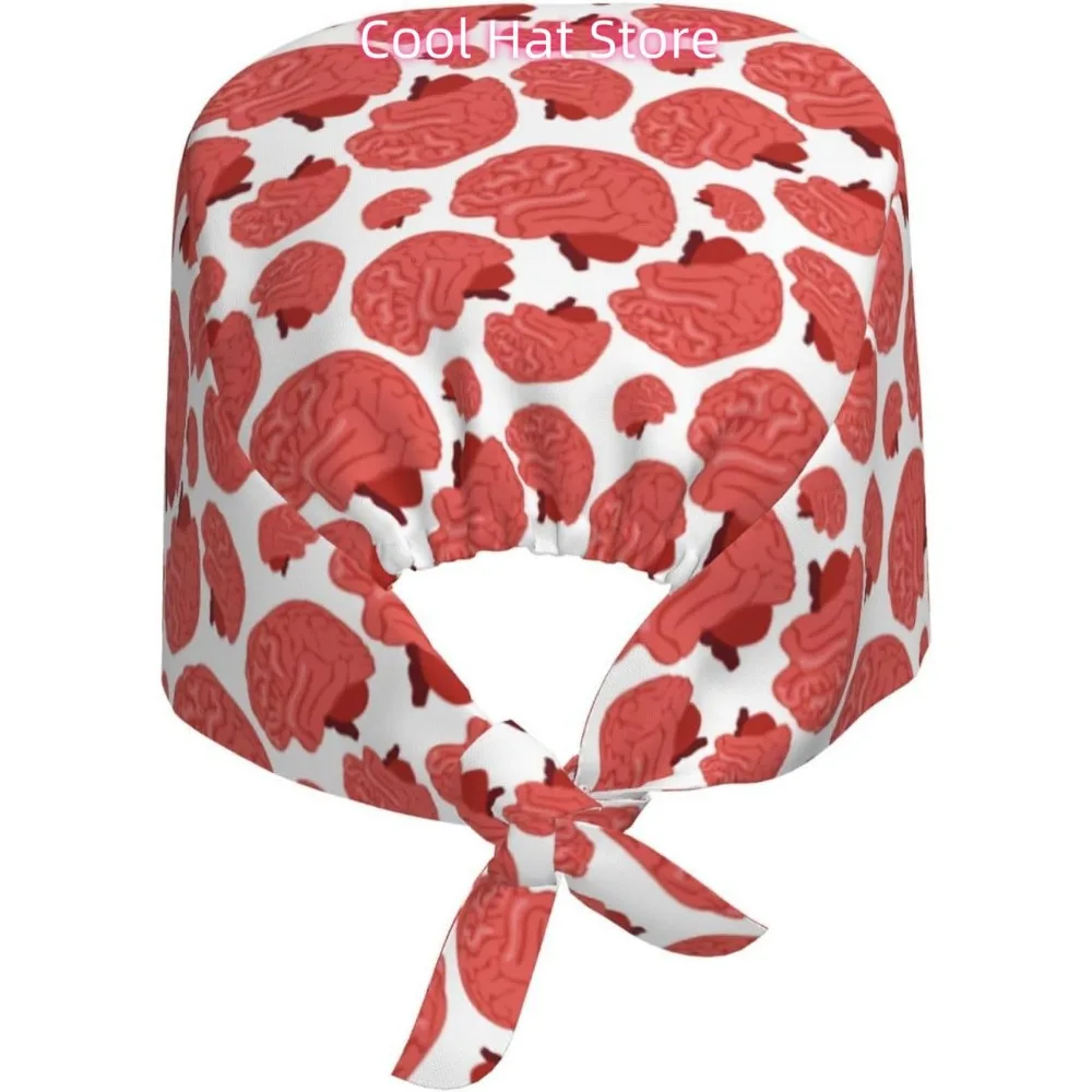 Brain Working Cap Scrub Cap with Sweatband Adjustable Unisex Women Tie Back Hat Nurse  Caps