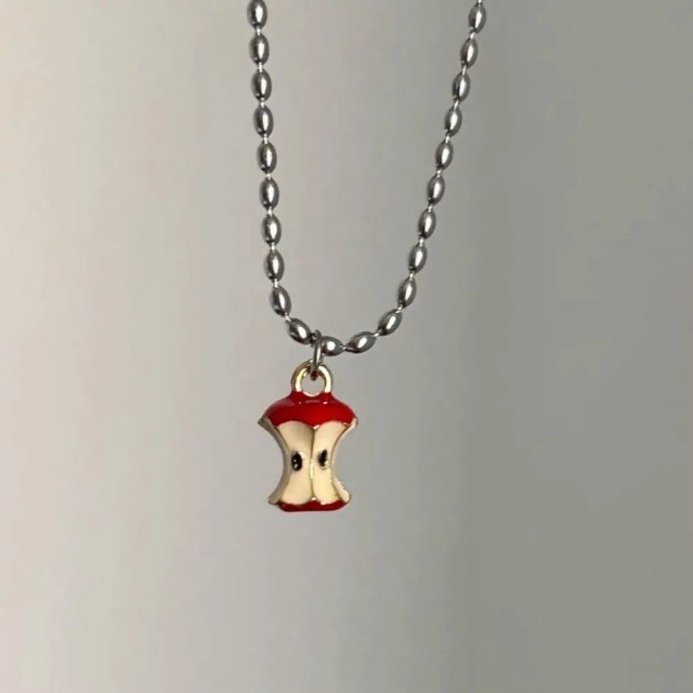 Criativo bonito maçã kernel fruta pingente tira cor oval em forma de arroz grânulo colar para mulheres personalidade retro jóias