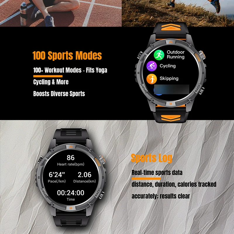 GPS البوصلة ساعة ذكية الرجال النساء الرياضة في الهواء الطلق العسكرية الصف ساعات المعصم 580mAh بطارية كبيرة مصباح يدوي BT دعوة Smartwatch #3