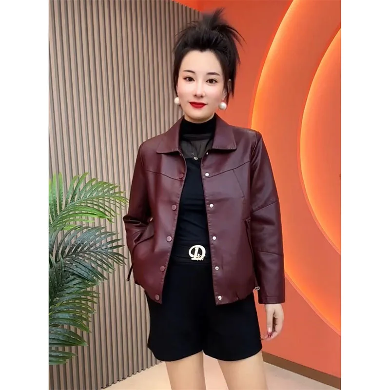 Manteau court en cuir PU pour femme, de haute qualité, nouvelle veste en cuir pour femme, vêtements d'extérieur coréens, pardessus occidental décontracté, printemps automne 2025