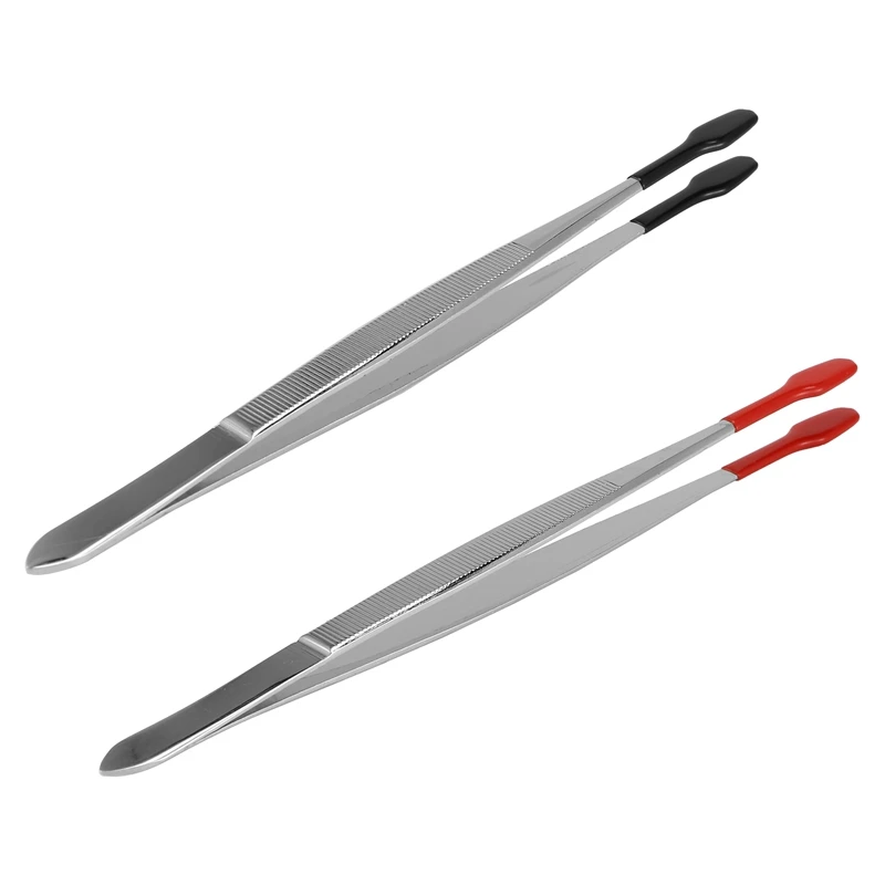 

A98E-2 Pcs Rubber Tipped Tweezers Soft Tipped Tweezers PVC Coated Soft Flat Tip Lab Industrial Hobby Craft Tweezers Tools