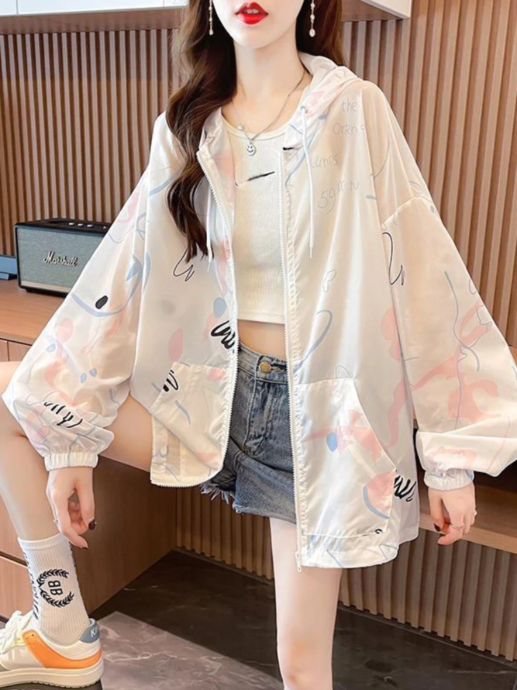 

Summer Windbreaker Jacket Women Loose Lady Thin Breathable Coat Sun Protection Clothes Outdoor Sportwear Top Lightweight
