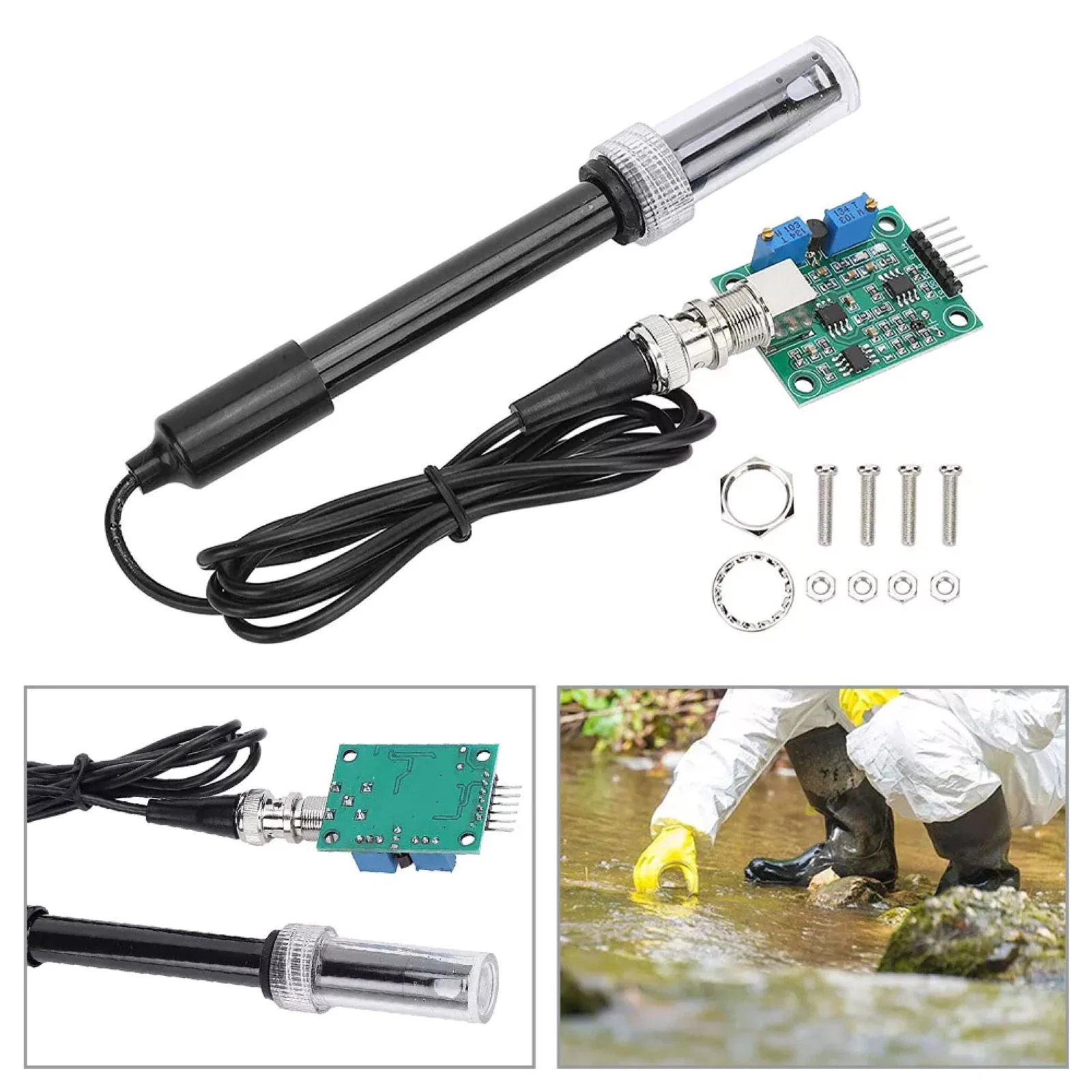 PH0-14 Value Detect Sensor Module and pH Electrode Probe BNC For Arduino Liquid