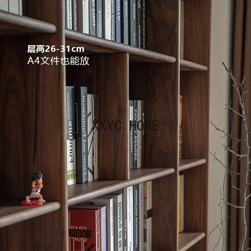 Black Walnut Bookcase Living Room Integrated Wall Floor Storage Cabinet Study Storage Bookcase