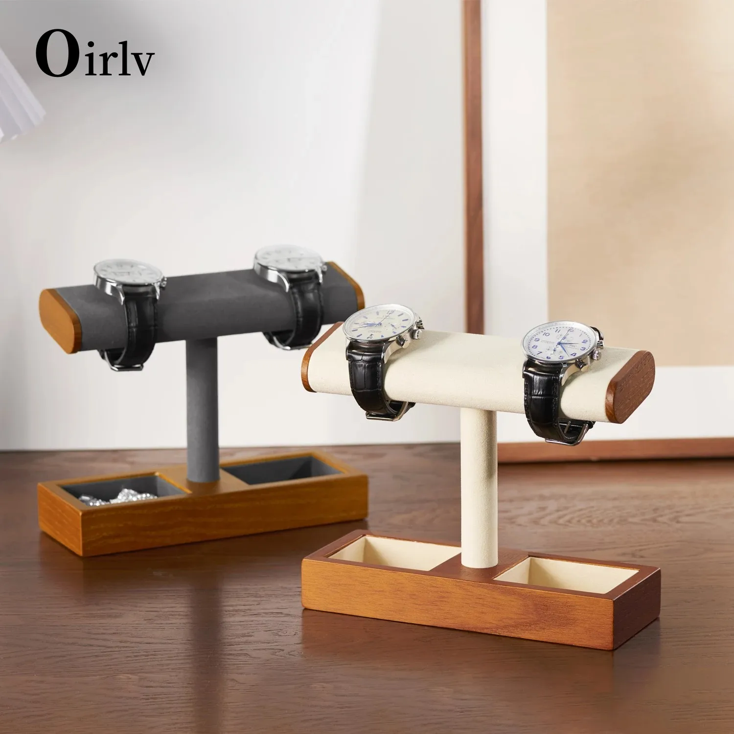 Oirlv Solid Wood Watch Display Stand T-bar Watch Stand for Men and Women Jewelry Accessory Organizer for Store and Home