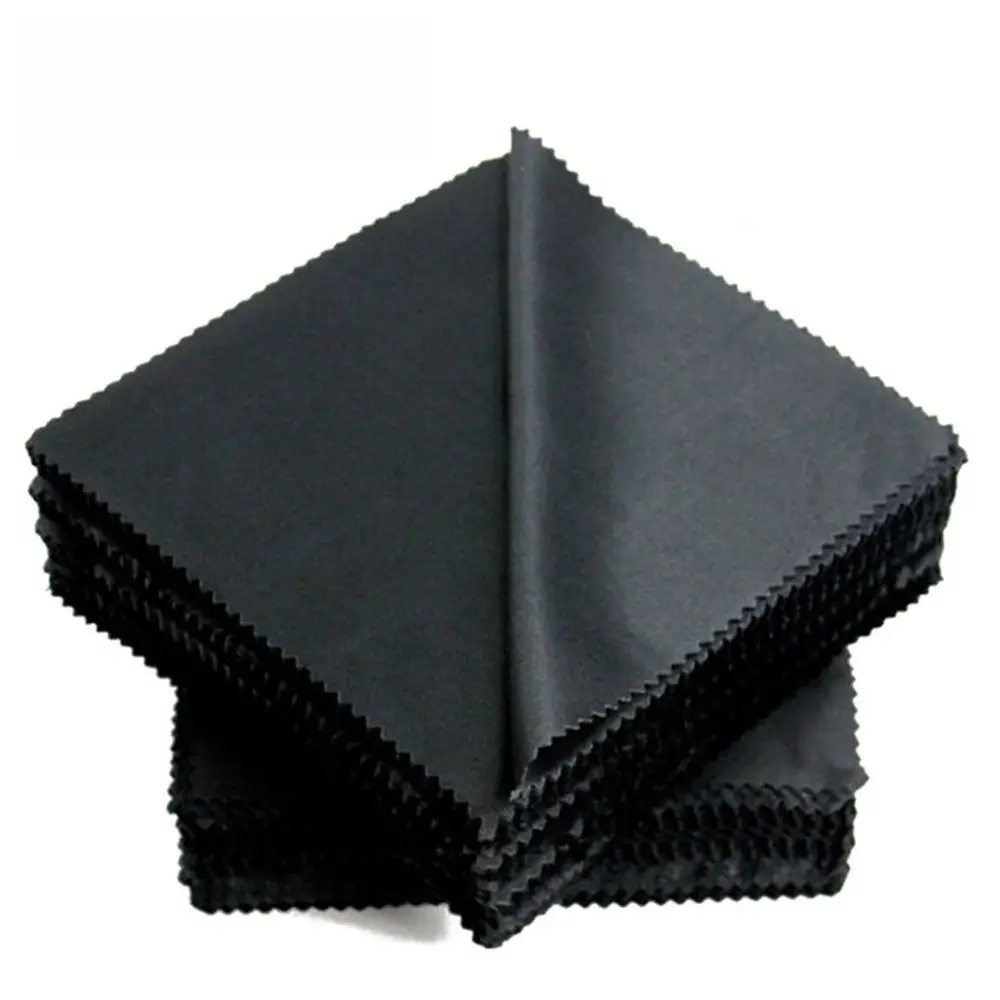 

10 Pcs Microfiber Chin Cloth Eyeglasses Jewelry Black 15*15cm