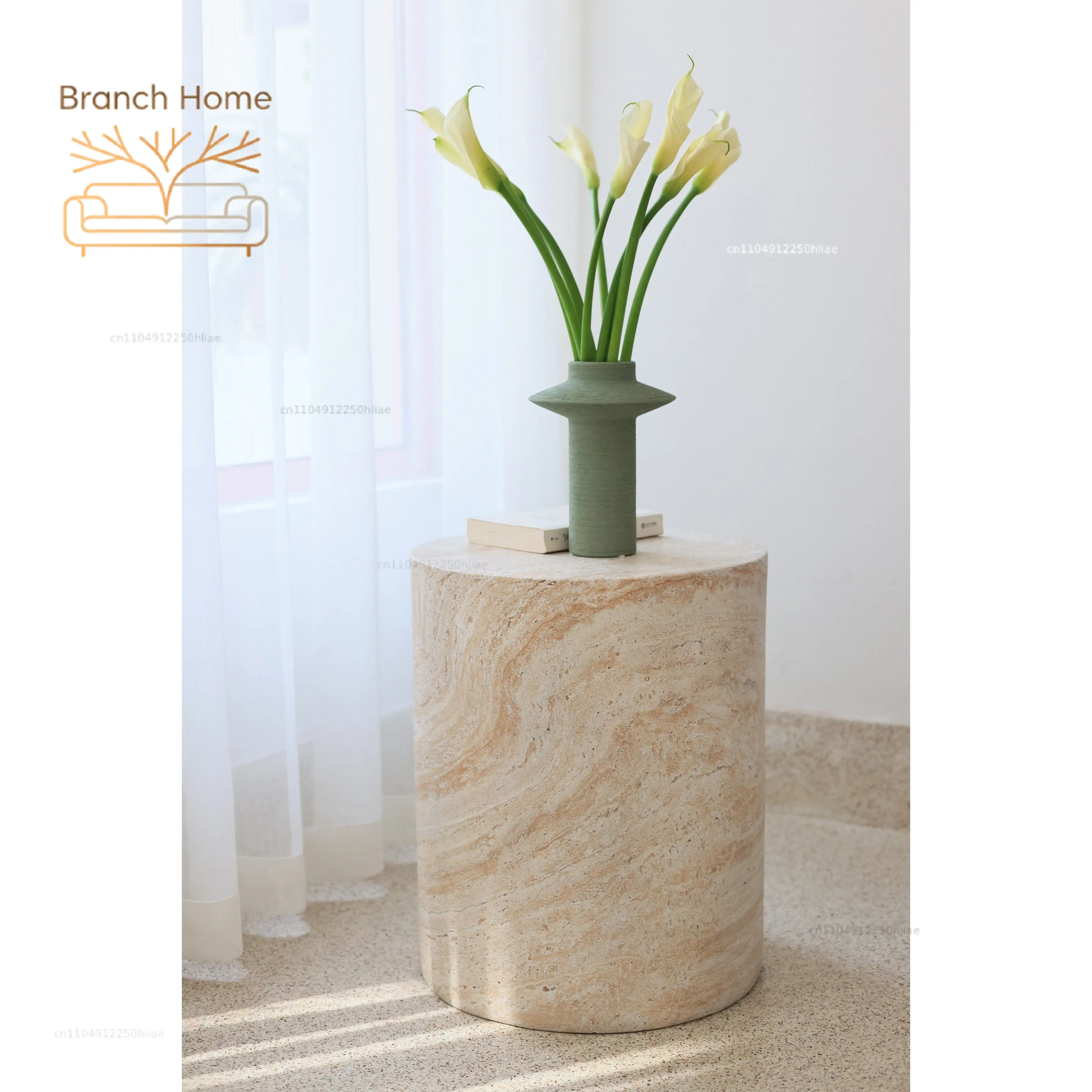 Hee Woo Sofa Cylinder Side Table Bed and Breakfast Living Room Imitation Marble Coffee Table Design Art Classic Versatile
