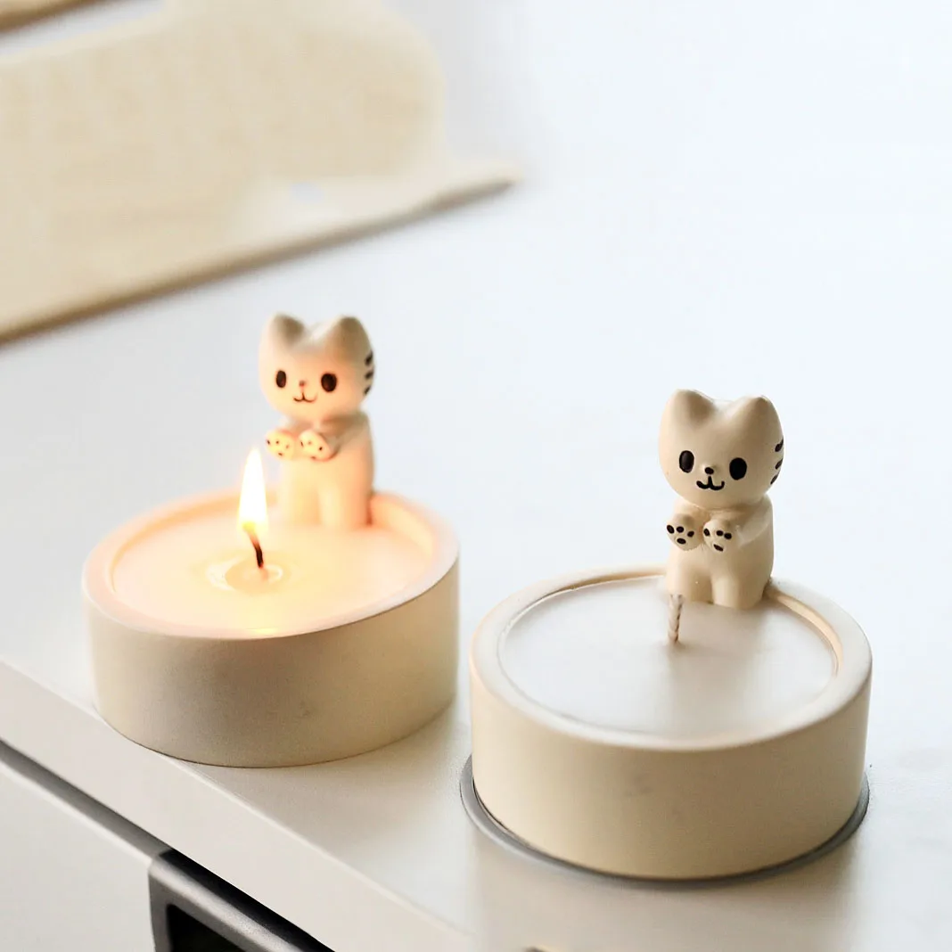 

Silicone Molds for Kitten Candle Holder 3D Plaster Candlestick New Tealight Holder Concrete Mold,DIY Cement Tray Home Decor Mold