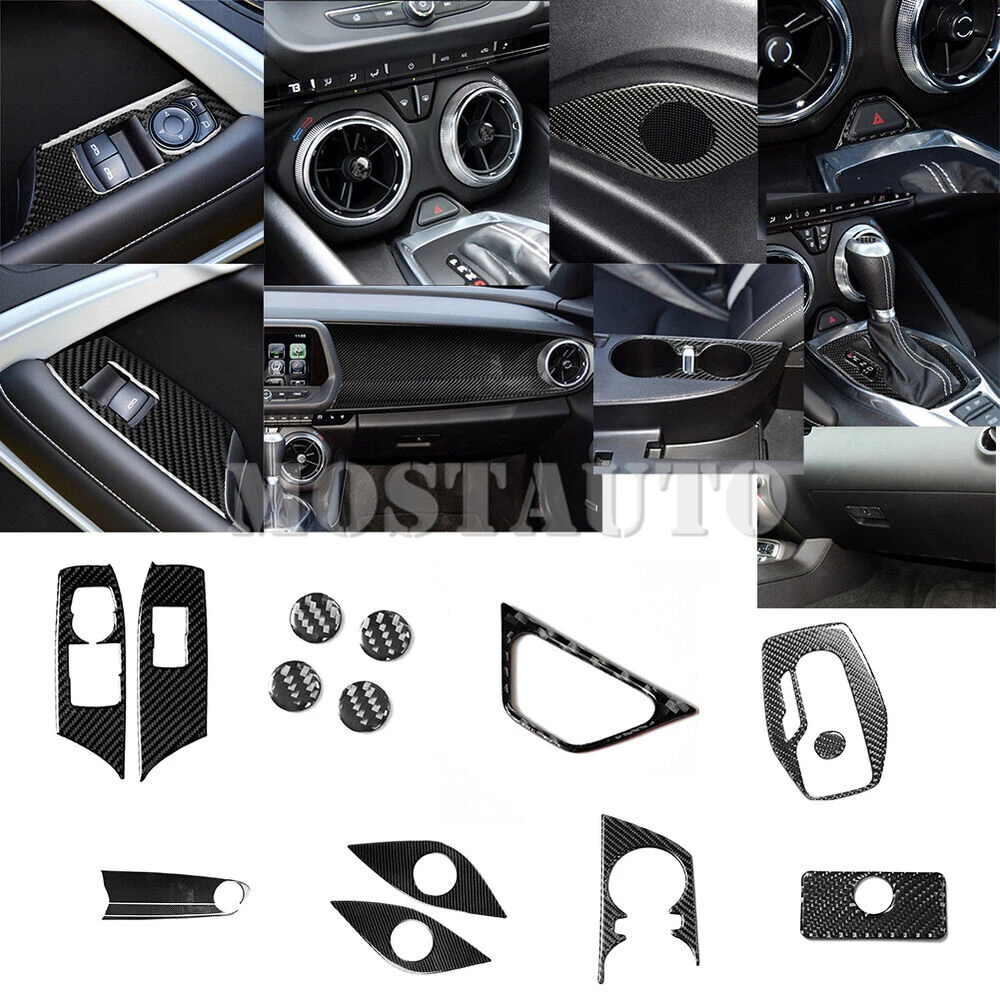 

For Chevrolet Camaro Soft Carbon Fiber Interior Accessories Kit Set Cover Trim 2017-2021 16pcs Interior Whole Kit