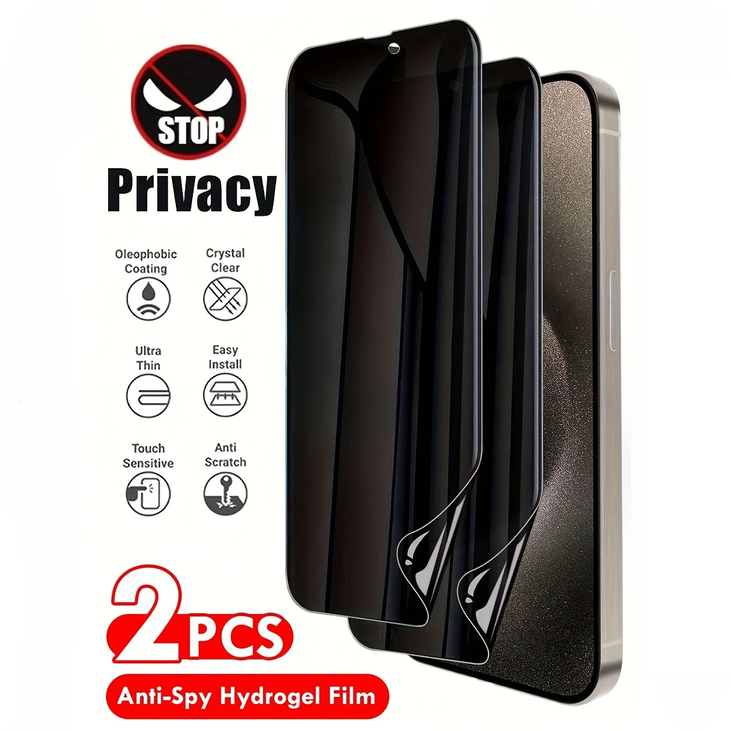 2Pcs Privacy Hydrogel Film For iPhone 16 15 13 11 Pro Max Screen Protectors For iPhone 16e 15 14 Plus X XR XS Max Anti-Spy Film