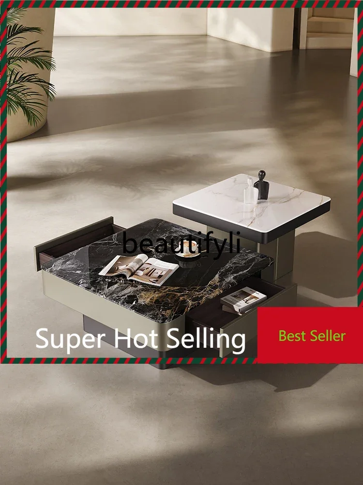 

Italian light luxury coffee table modern simple square size combination supercrystalline stone coffee table new product G1218