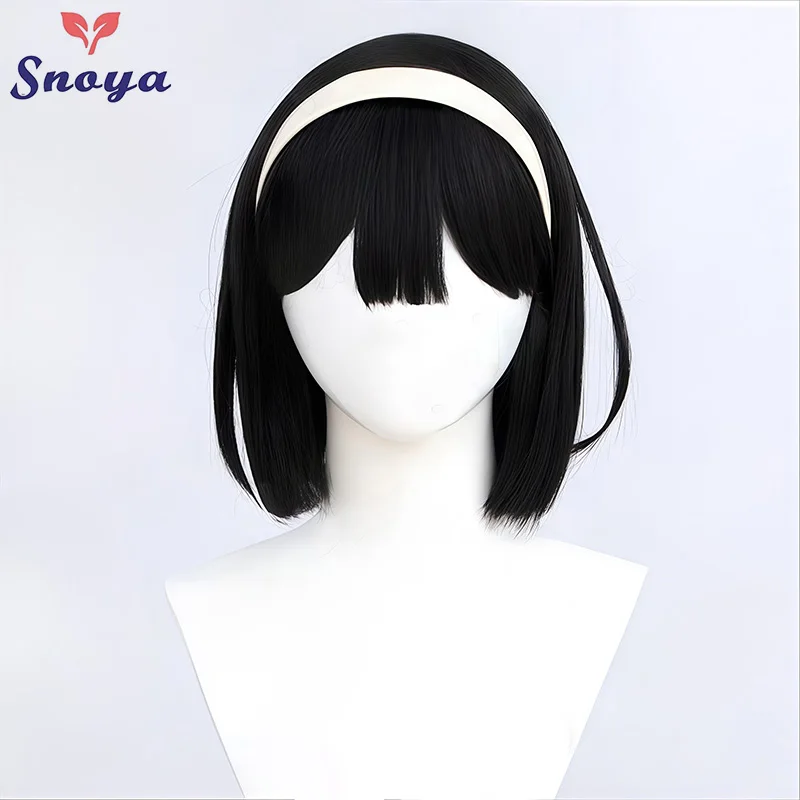 Snoya Sua Cosplay Clothing synthetic Wig Anime alien stage cosplay Costume Short black hair and White dress for women view 6