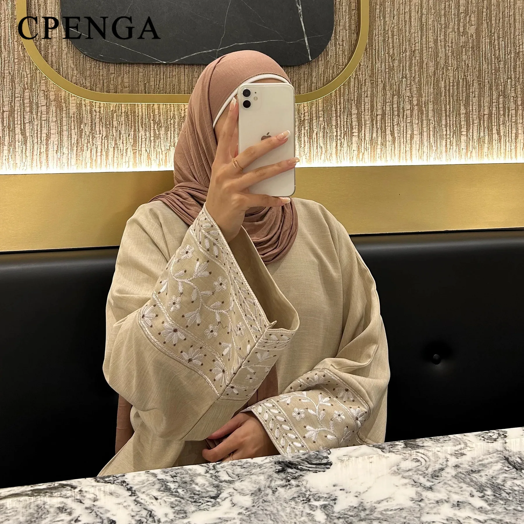 Abaya muçulmana com manga bordada para mulheres, Oriente Médio, elegante vestido de festa, Eid Ramadan, roupas islâmicas, Dubai Abaya, novo, 2020