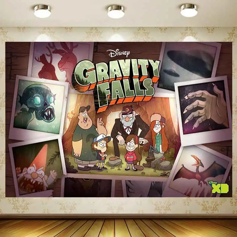 

Gravity Falls Backdrop Kids Birthday Party Decoration Cartoon Banner baby shower Vinyl Background